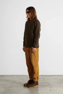Hot Paris Sweater Plain Brown Men Knitwear