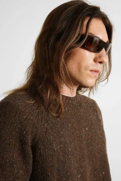 Hot Paris Sweater Plain Brown Men Knitwear