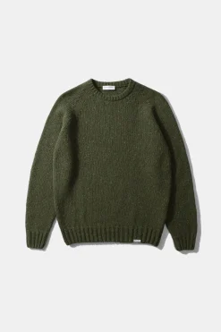 Clearance Paris Sweater Plain Olive Men Knitwear