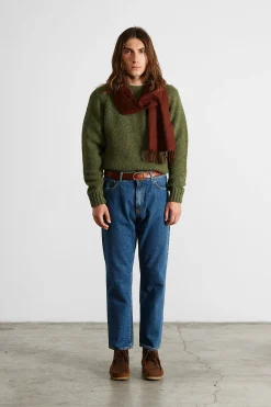 Clearance Paris Sweater Plain Olive Men Knitwear