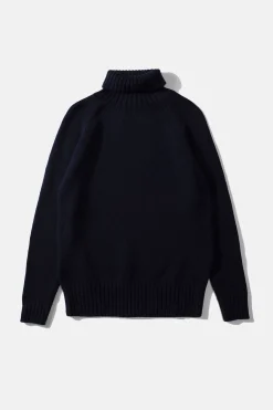 Best Sale Paris Turtle Neck Plain Navy Men Knitwear