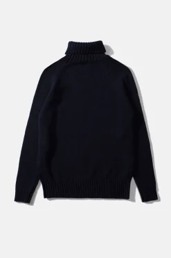 Best Sale Paris Turtle Neck Plain Navy Men Knitwear