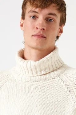 Clearance Paris Turtle Neck Plain Off White Men Knitwear