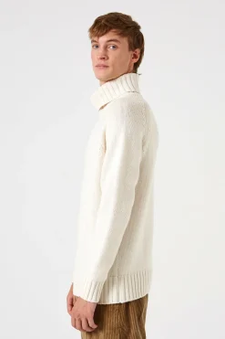 Clearance Paris Turtle Neck Plain Off White Men Knitwear