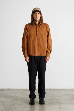 Cheap Pocket Shirt Plain Brown Men Shirts