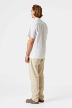 Store Polo Shirt Seersucker Plain White Men Shirts