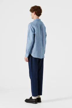 Outlet Port Shirt Plain Blue Men Shirts