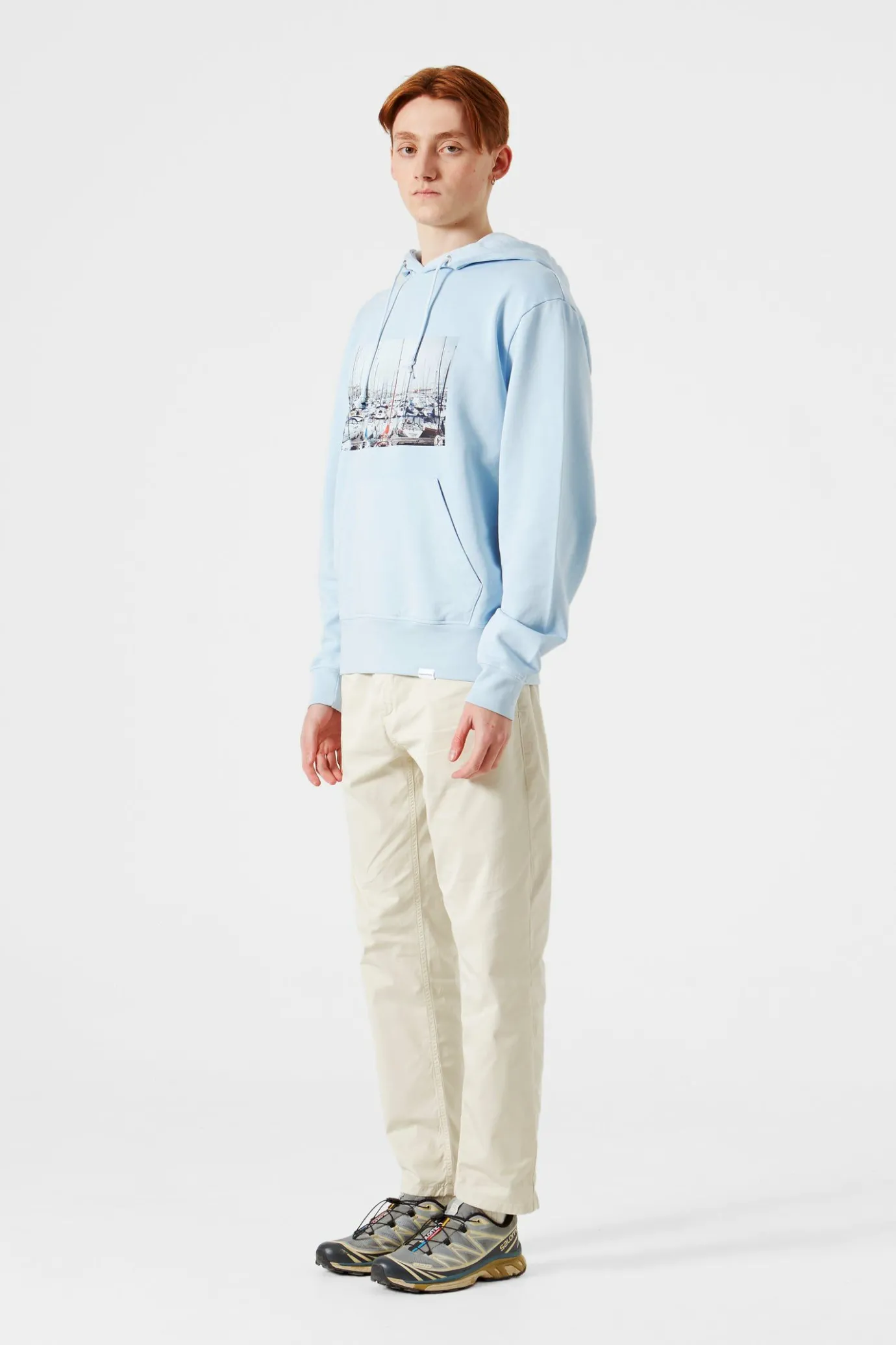 Hot Quay Plain Light Blue Men Sweatshirts