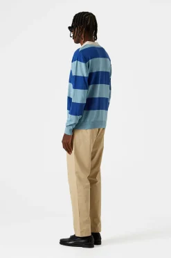 Hot Rugby Knitted Polo Plain Blue Men Knitwear