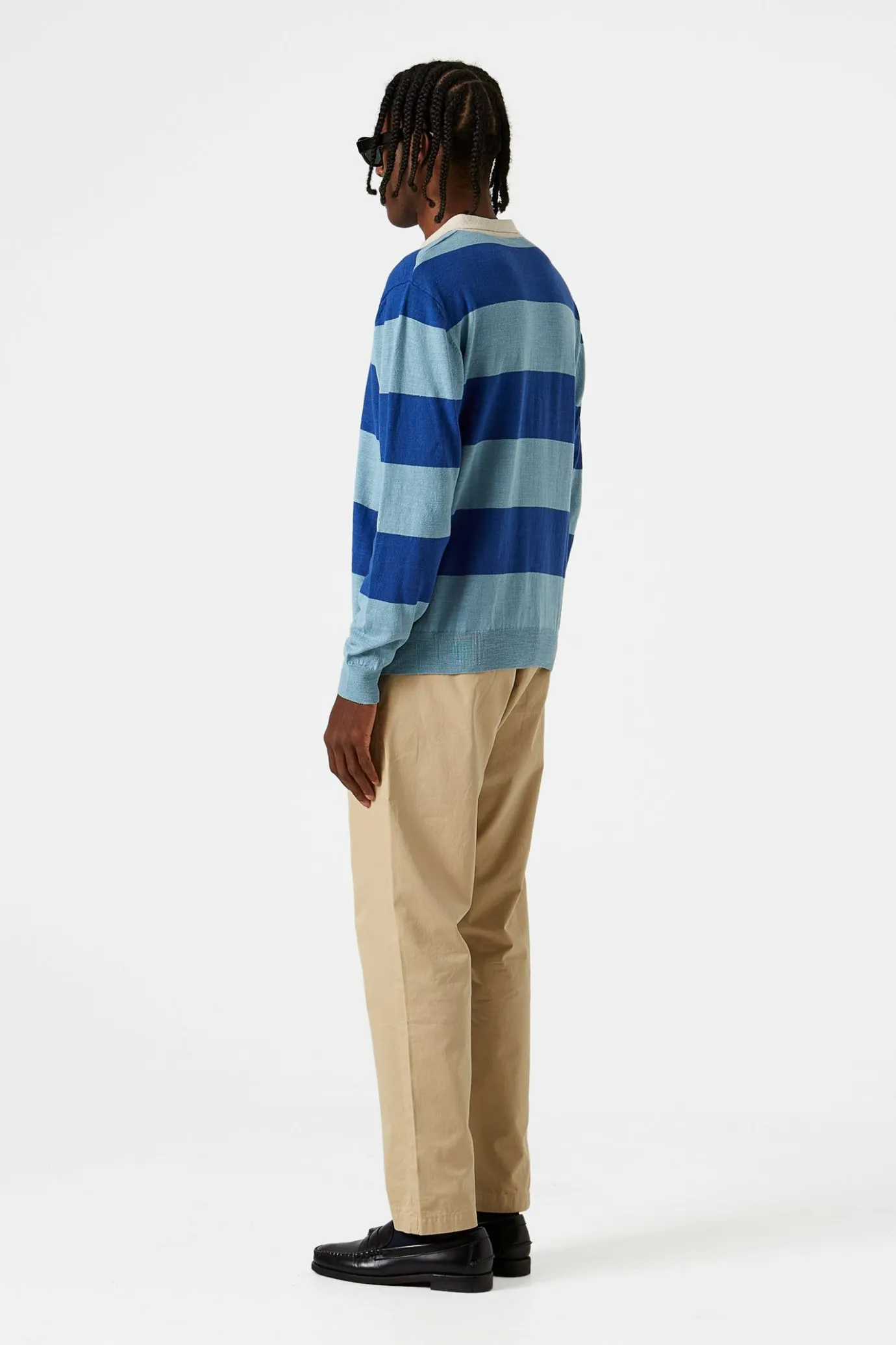 Hot Rugby Knitted Polo Plain Blue Men Knitwear