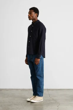 Sale Seam Shirt Plain Navy Men Shirts