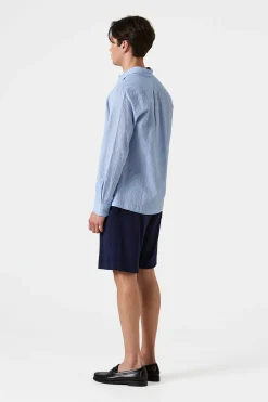 Shop Seersucker Shirt Plain Light Blue Men Shirts
