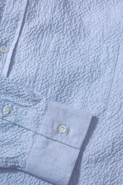 Shop Seersucker Shirt Plain Light Blue Men Shirts