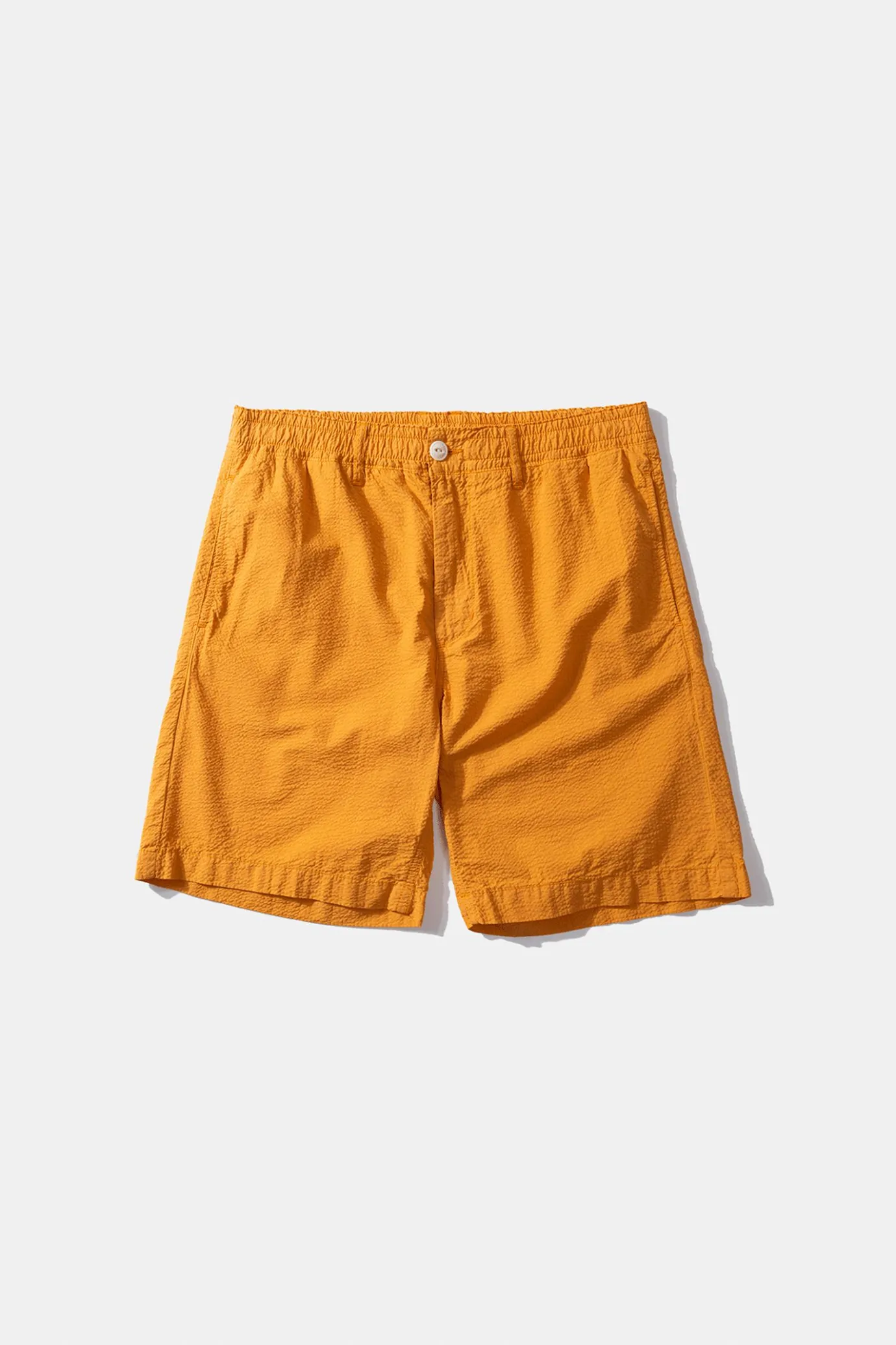 Sale Seersucker Shorts Plain Mustard Men Trousers