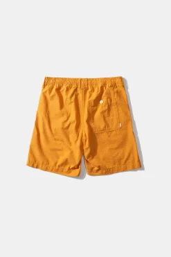 Sale Seersucker Shorts Plain Mustard Men Trousers