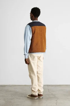 Hot Shearling Vest Plain Brown Men Outerwear