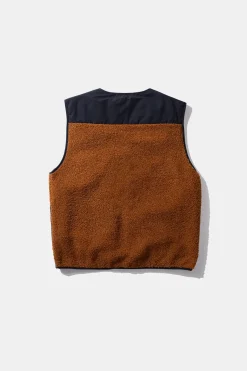 Hot Shearling Vest Plain Brown Men Outerwear