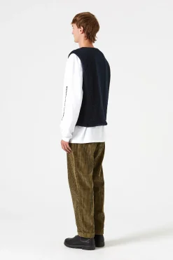 Clearance Shearling Vest Plain Navy Men Outerwear