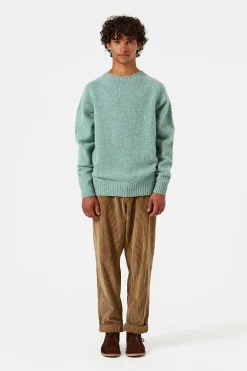 Clearance Shetland Sweater Plain Turquoise Men Knitwear