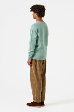Clearance Shetland Sweater Plain Turquoise Men Knitwear