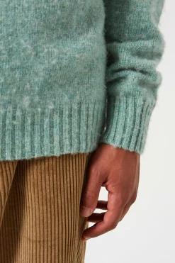 Clearance Shetland Sweater Plain Turquoise Men Knitwear