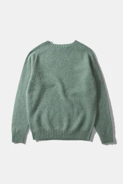 Clearance Shetland Sweater Plain Turquoise Men Knitwear