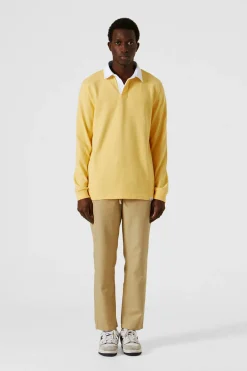 Fashion Spring Polo Plain Yellow Men Polos