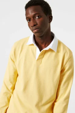 Fashion Spring Polo Plain Yellow Men Polos