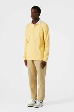 Fashion Spring Polo Plain Yellow Men Polos
