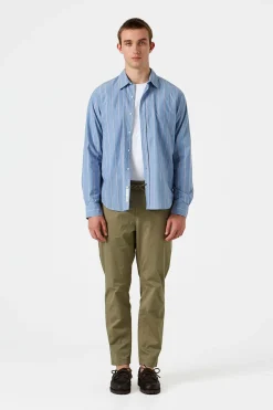 Cheap Striped Blue Red Shirt Plain Blue Men Shirts