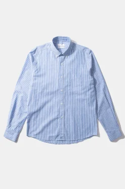 Cheap Striped Linen Shirt Plain Light Blue Men Shirts