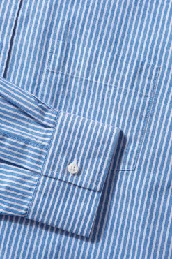 Cheap Striped Linen Shirt Plain Light Blue Men Shirts