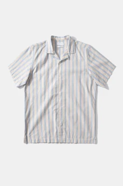 Store Striped Short Sleeve Plain Light Blue Men Shirts