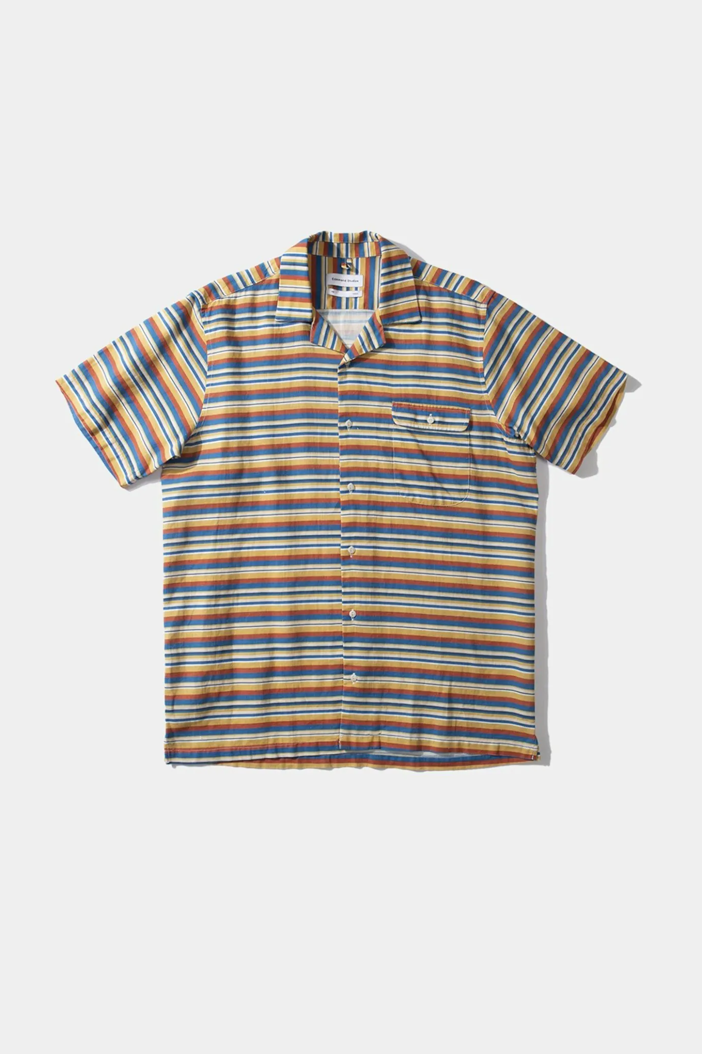 Outlet Stripes Short Sleeve Shirt Horizontal Stripes Blue Men Shirts