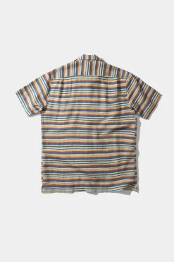 Outlet Stripes Short Sleeve Shirt Horizontal Stripes Blue Men Shirts