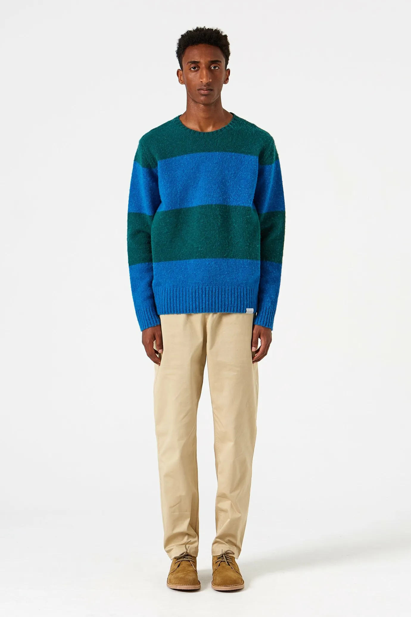 Fashion Stripes Sweater Plain Navy Men Knitwear