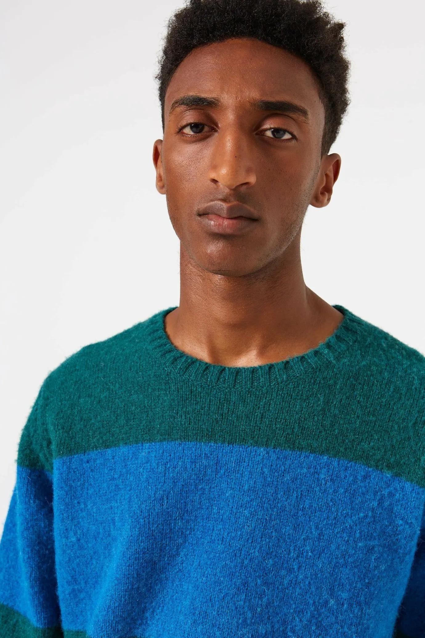 Fashion Stripes Sweater Plain Navy Men Knitwear