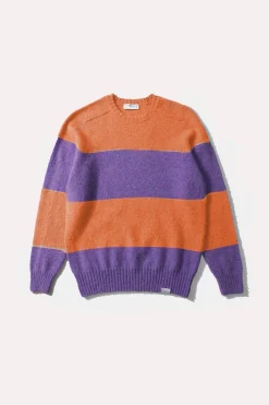 New Stripes Sweater Plain Orange Men Knitwear