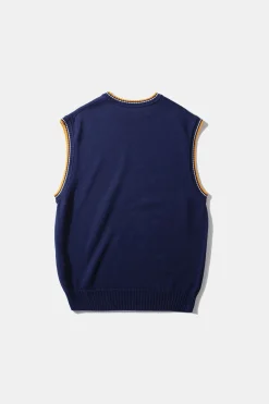 Sale Sunset Vest Plain Navy Men Knitwear