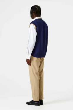 Sale Sunset Vest Plain Navy Men Knitwear