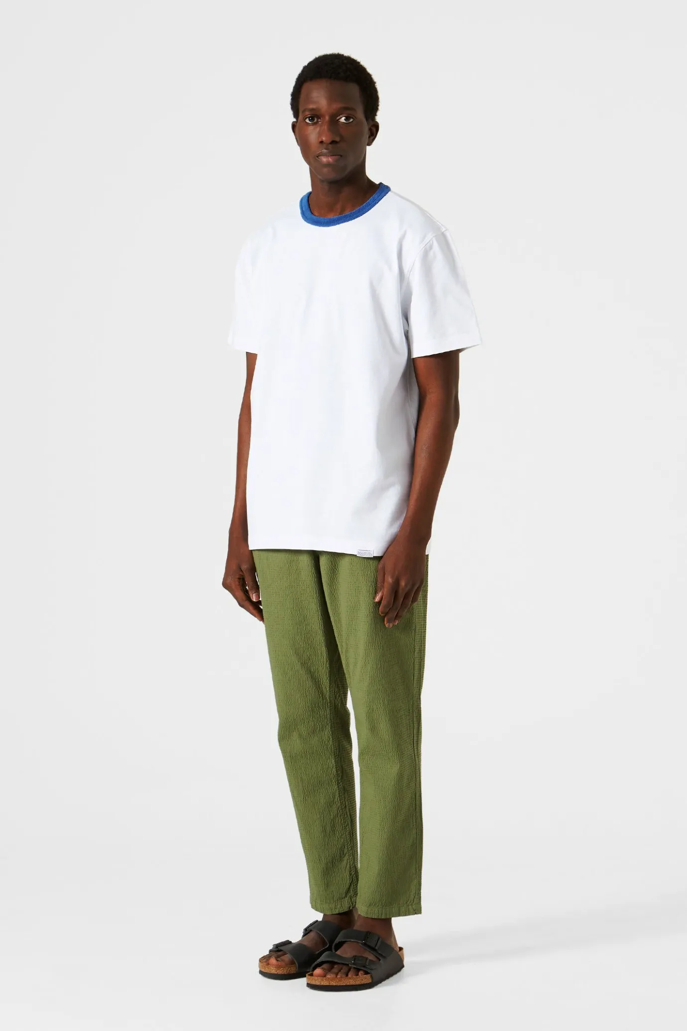 New Terry Color Rib Plain Off White Men T-Shirts