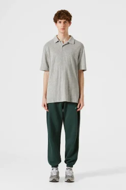 Fashion Terry Polo Plain Grey Melange Men Polos