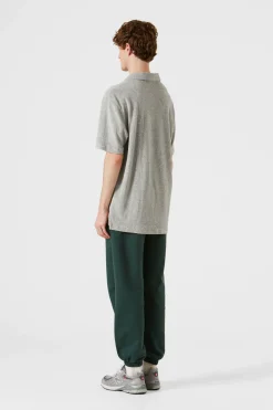 Fashion Terry Polo Plain Grey Melange Men Polos