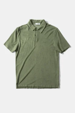 Hot Terry Polo Plain Olive Men Polos