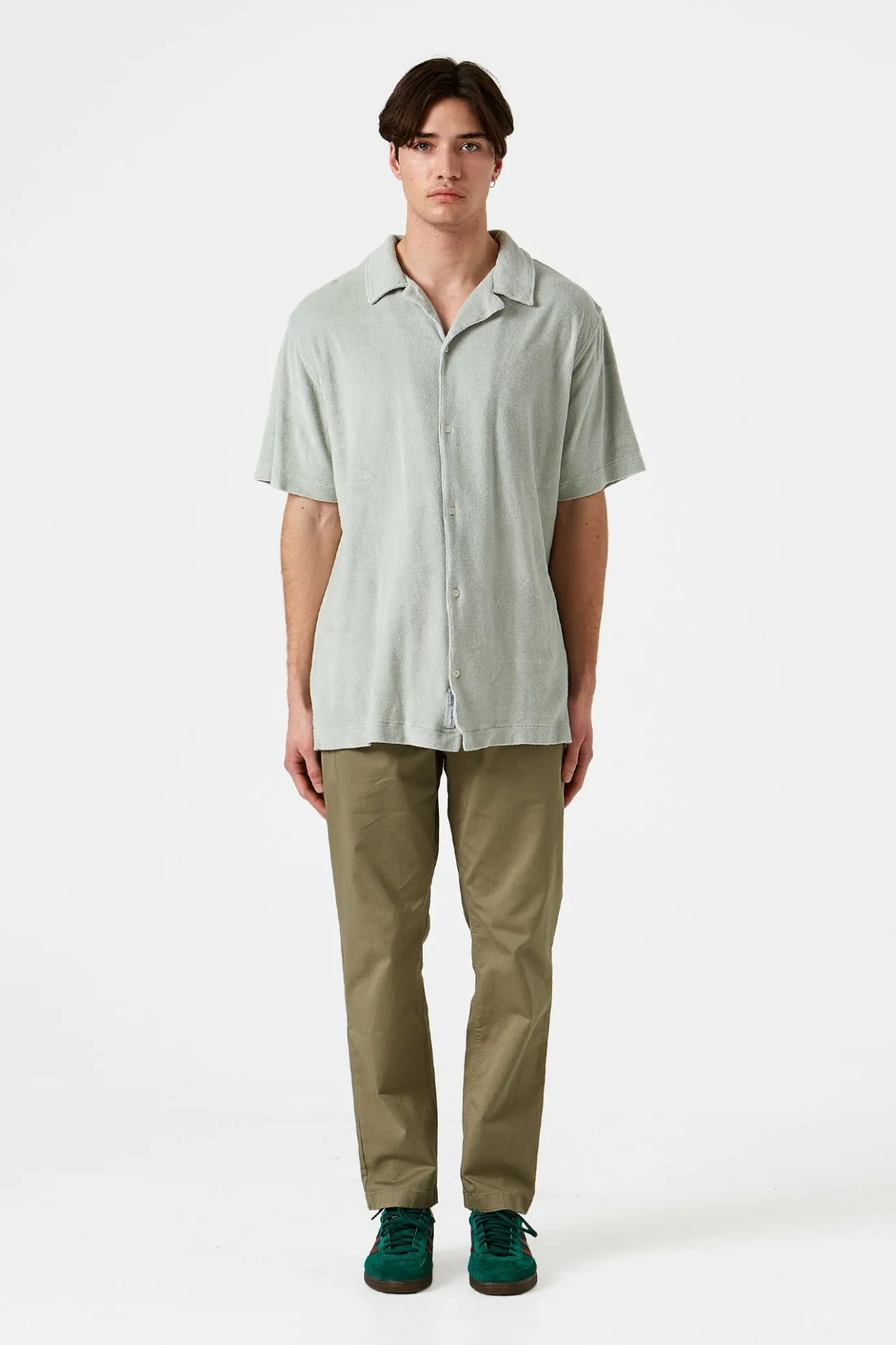 Cheap Terry Shirt Plain Sage Men Shirts