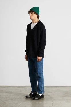 Cheap Upper Cardigan Plain Navy Men Knitwear