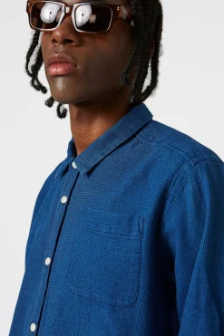 Hot Waffle Denim Shirt Plain Stonewash Men Shirts