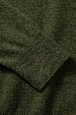 Fashion Wool Polo Plain Olive Men Knitwear